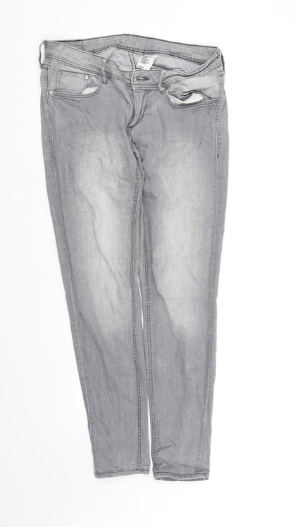 Additional front view of pre worn women’s grey trousers, size UK 12, 30-inch leg