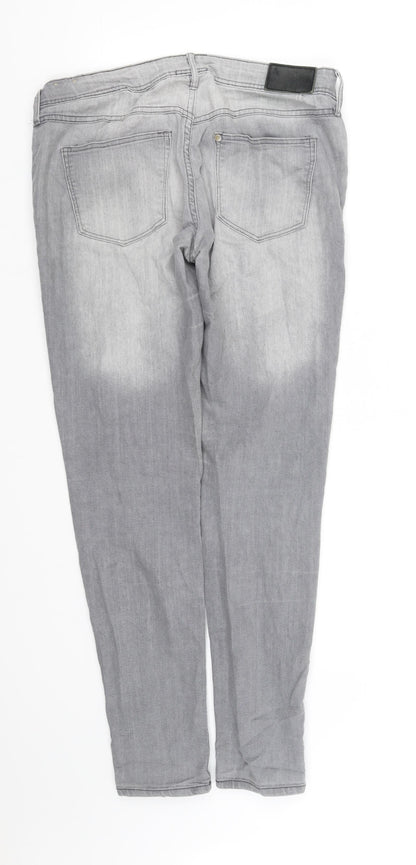 Back view of pre worn women’s grey trousers, size UK 12, 30-inch leg