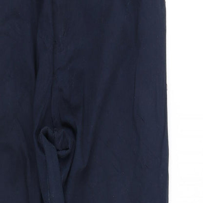 Close-up detail of pre worn women’s black trousers, size M, 32-inch leg