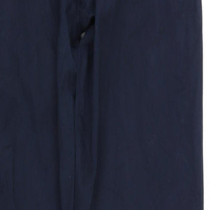 Brand and care label for pre worn women’s black trousers, size M, 32-inch leg