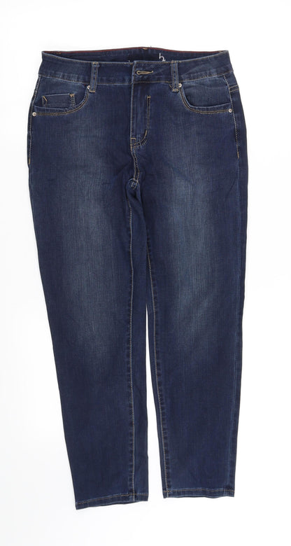 Additional front view of pe worn girls’ blue straight jeans, size M