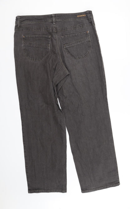 Back view of pre worn women’s brown trousers, size UK 32, 35-inch leg