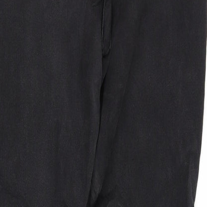 Brand and care label for pre worn women’s black trousers, size UK 10, 32-inch leg