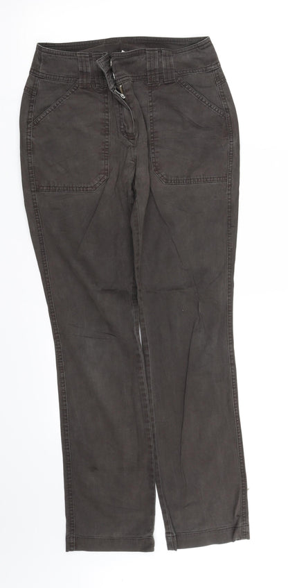 Front view of camb women’s brown straight jeans, size UK 10, 33-inch leg