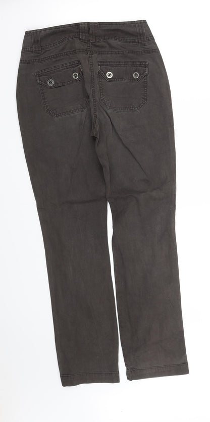 Back view of camb women’s brown straight jeans, size UK 10, 33-inch leg