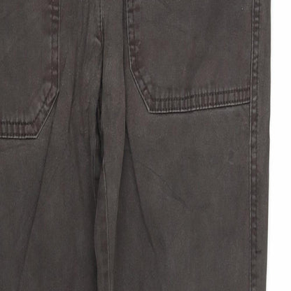 Close-up detail of camb women’s brown straight jeans, size UK 10, 33-inch leg