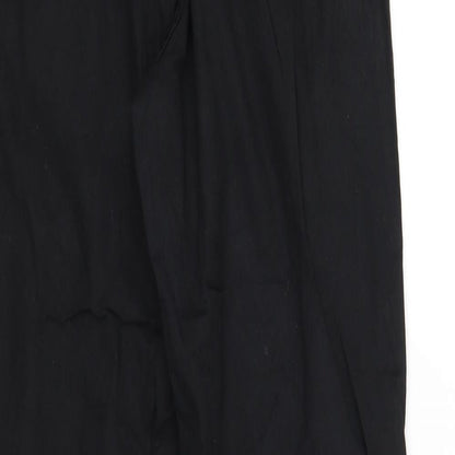 Brand and care label for pre worn women’s black trousers, size L, 37-inch leg