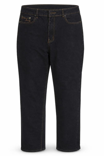 Front view of wave tip women’s blue trousers, size UK 12, 28-inch leg