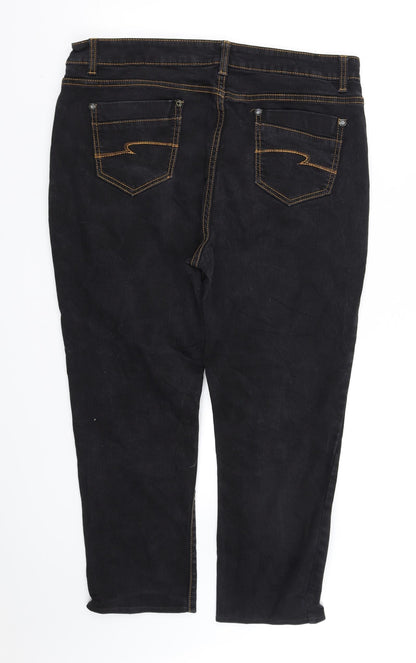 Back view of wave tip women’s blue trousers, size UK 12, 28-inch leg