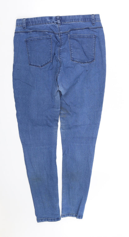 Back view of M&Co women’s blue straight jeans, size UK 10, 34-inch leg