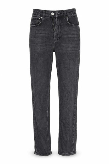 Front view of pre worn women’s black trousers, size UK 34, 29-inch leg