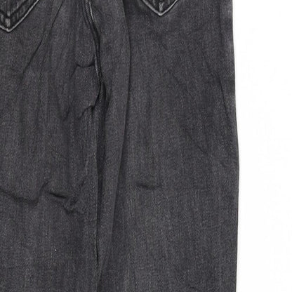 Brand and care label for pre worn women’s black trousers, size UK 34, 29-inch leg