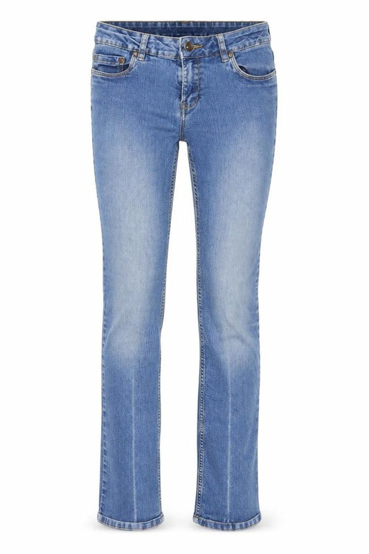 Front view of denim co women’s blue skinny jeans, size UK 8, 27-inch leg