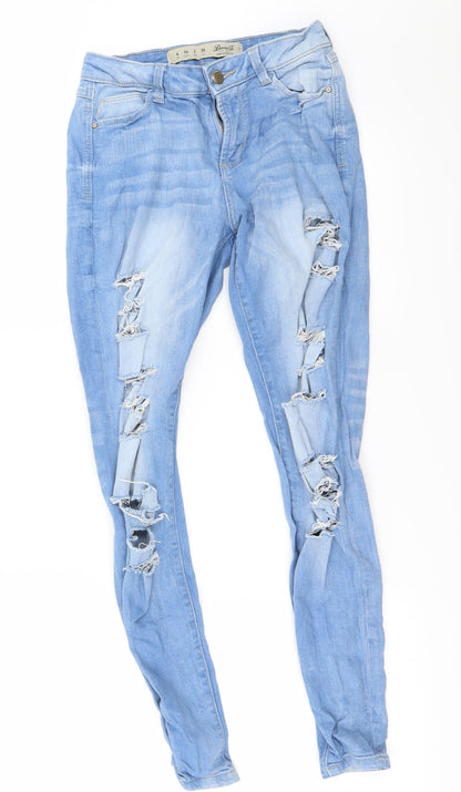 Additional front view of denim co women’s blue straight jeans, size UK 6, 25-inch leg