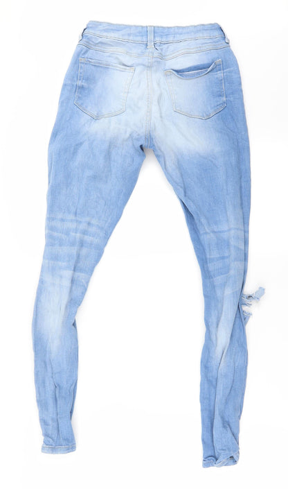 Back view of denim co women’s blue straight jeans, size UK 6, 25-inch leg