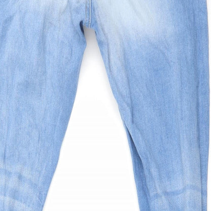 Brand and care label for denim co women’s blue straight jeans, size UK 6, 25-inch leg