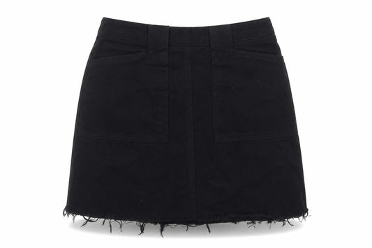 Front view of BDG women’s black a-line skirt, size M