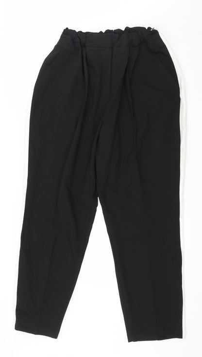 Additional front view of Edit women’s black striped trousers, size UK 40, in, 30-inch leg