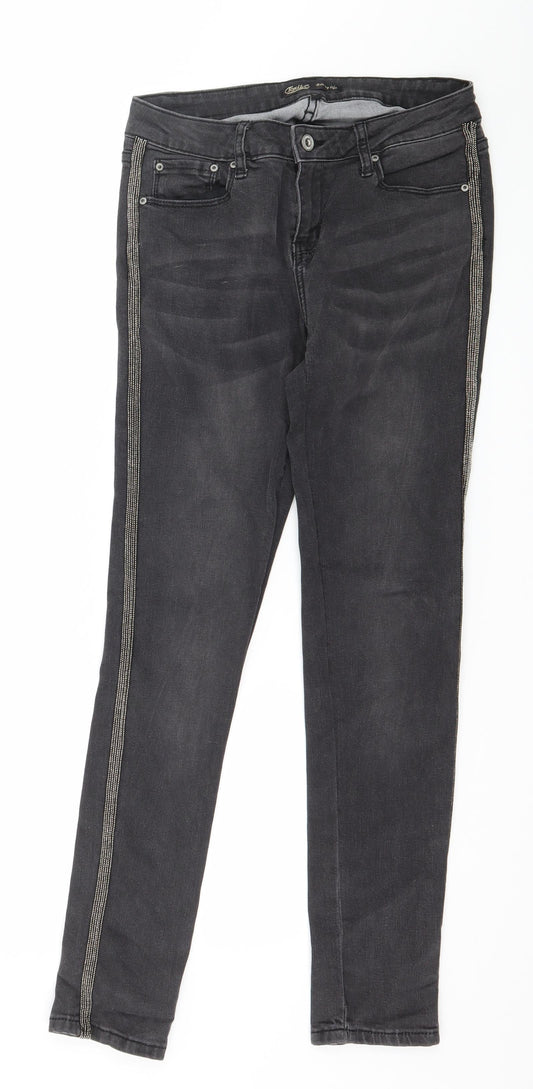 Toxik3 Womens Grey Striped Denim Skinny Jeans Size 10 L29 in