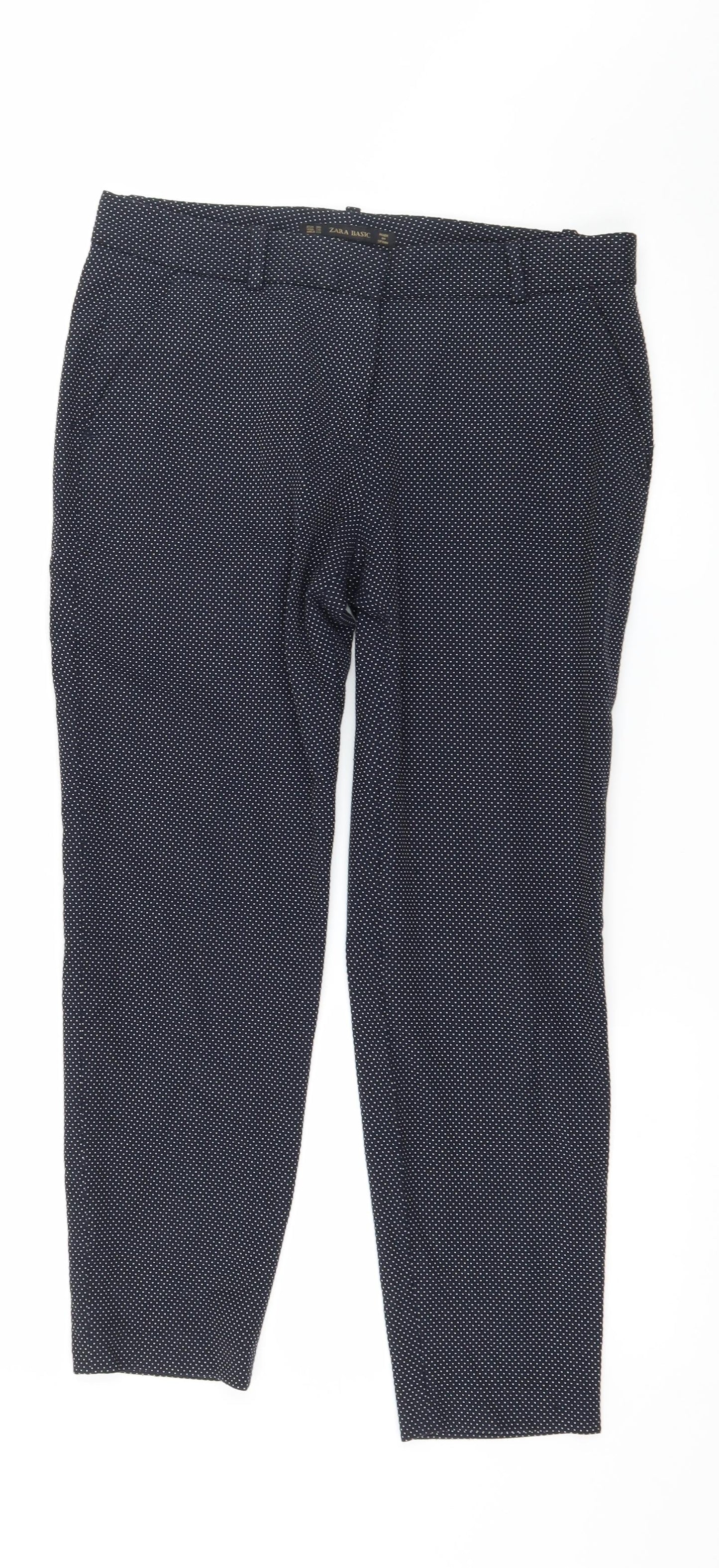 Zara Womens Blue Polka Dot  Trousers  Size 10 L25 in