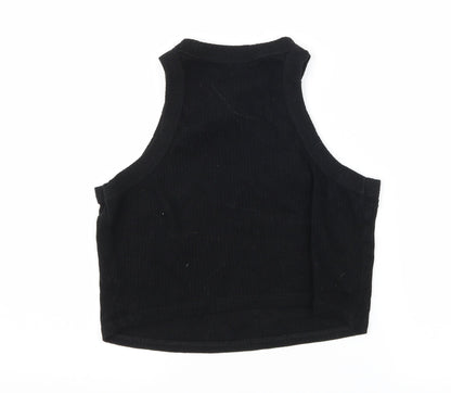 Back view of River Island women’s black jersey basic tank, size UK 14