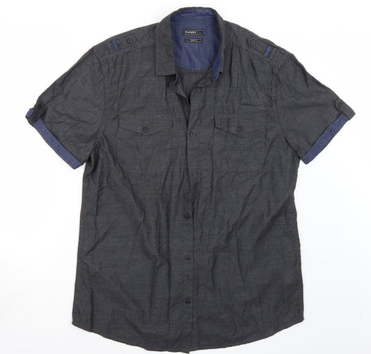 Peacocks Mens Grey    Button-Up Size L
