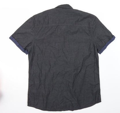 Back view of Peacocks men’s grey button-up, size L
