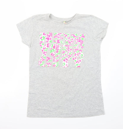 Additional front view of Denim & Co. women’s grey basic t-shirt, size UK 14