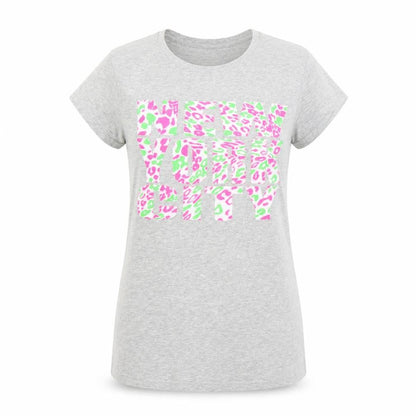 Front view of Denim & Co. women’s grey basic t-shirt, size UK 14