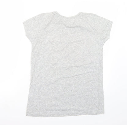 Back view of Denim & Co. women’s grey basic t-shirt, size UK 14
