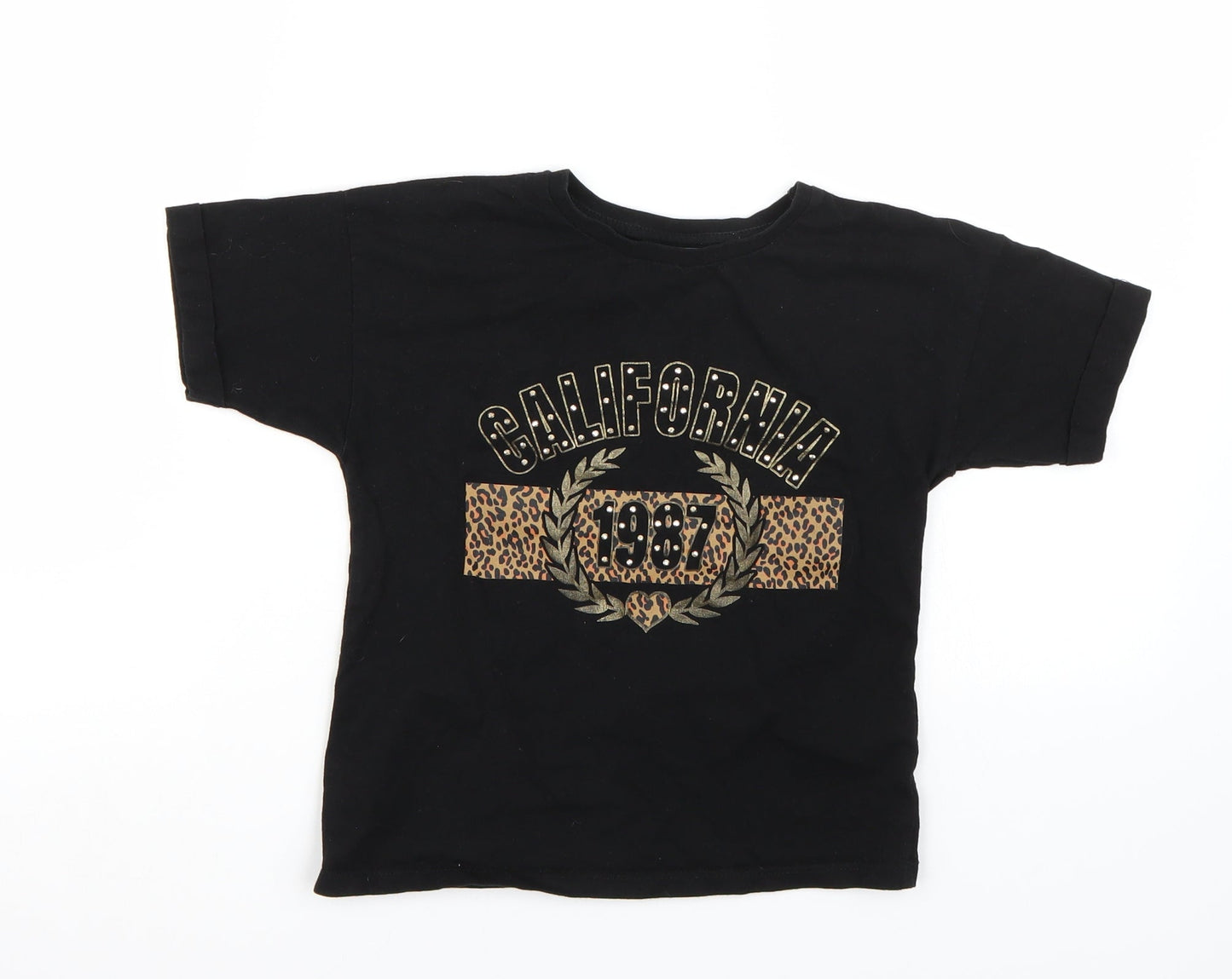 Matalan Girls Black   Basic T-Shirt Size 8 Years