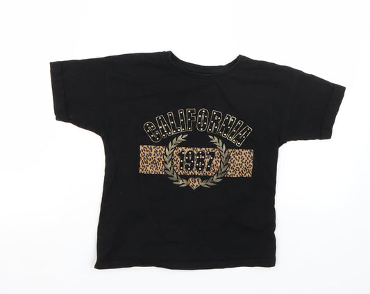 Matalan Girls Black   Basic T-Shirt Size 8 Years