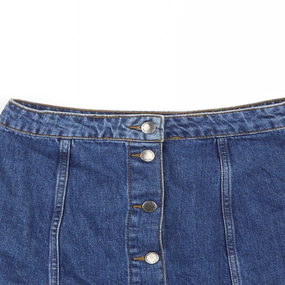 Topshop Womens Blue   A-Line Skirt Size 28