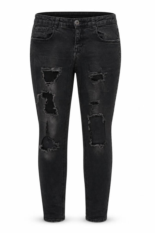 Front view of Denim & Co. women’s black canvas skinny jeans, size UK 10, 29-inch leg