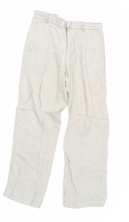 Additional front view of Next women’s beige trousers, size UK 30, in