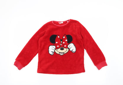 Front view of Disney girls’ red solid top pyjama top, size 8-9, years - disney minnie mouse