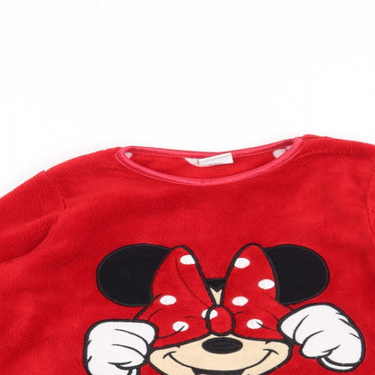 Close-up detail of Disney girls’ red solid top pyjama top, size 8-9, years - disney minnie mouse
