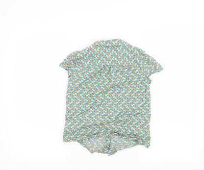 Back view of Next girls’ green floral basic button-up, size 8, years
