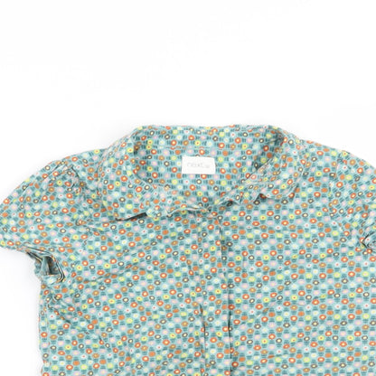 Close-up detail of Next girls’ green floral basic button-up, size 8, years