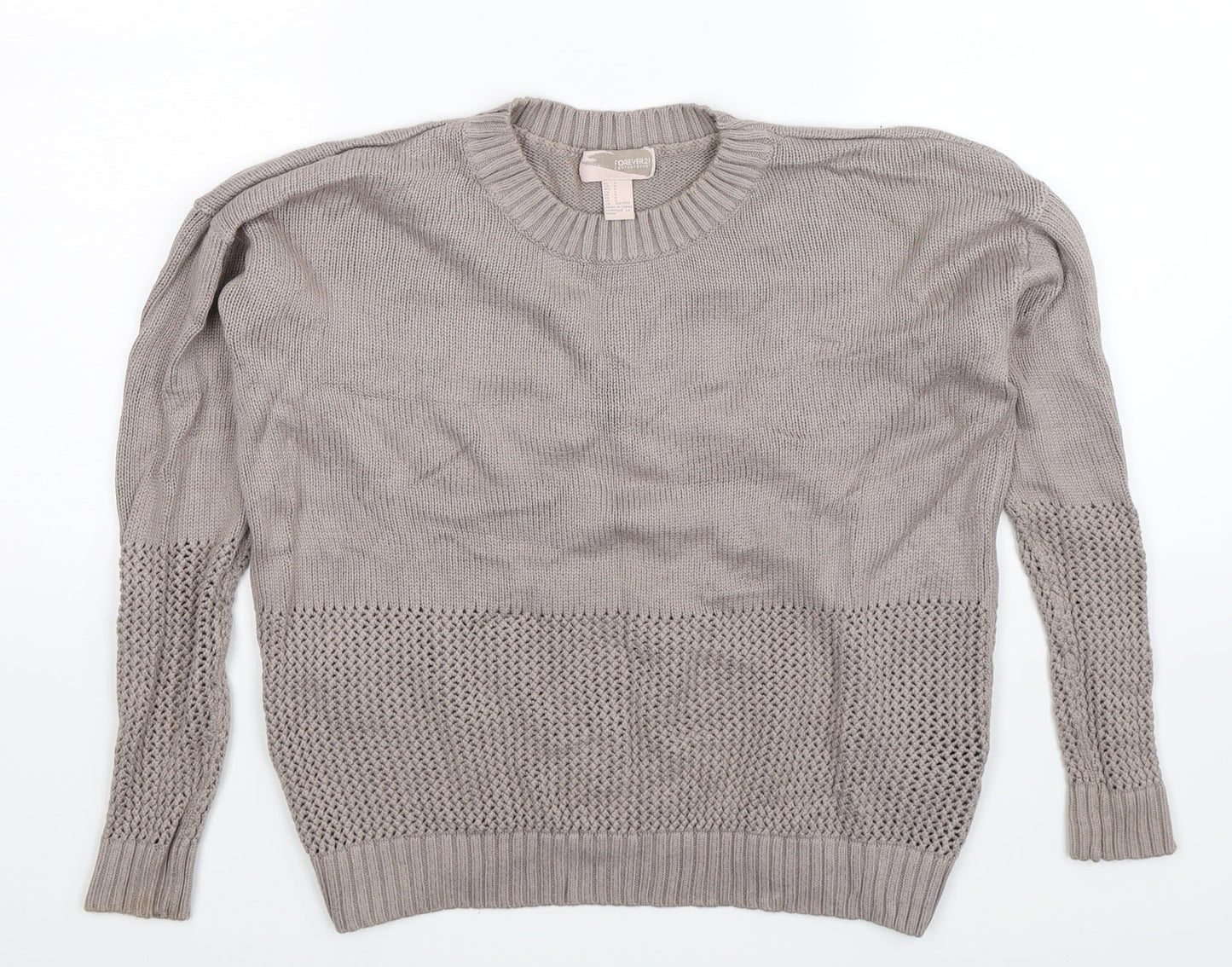FOREVER 21 Womens Grey  Knit Pullover Jumper Size S