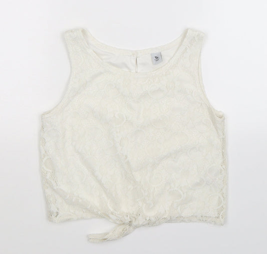 TU Girls White   Basic Tank Size 12 Years