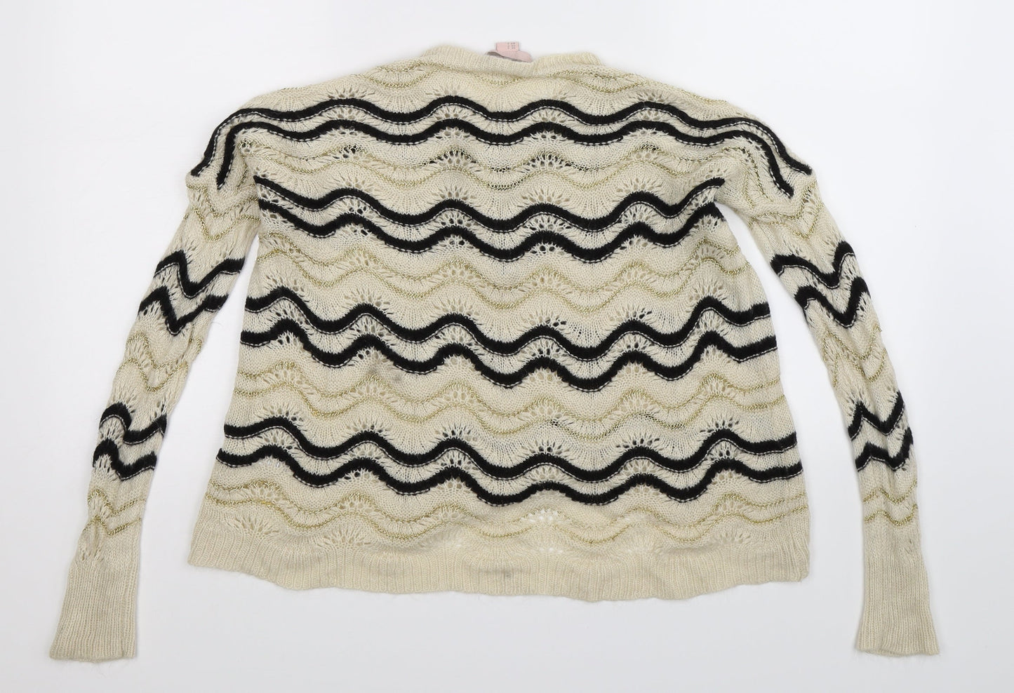FOREVER 21 Womens White Striped Knit Pullover Jumper Size S