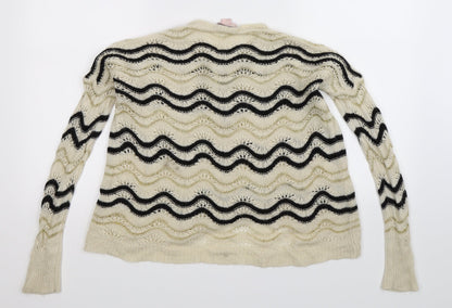 Back view of Forever 21 women’s white striped knit jumper, size S