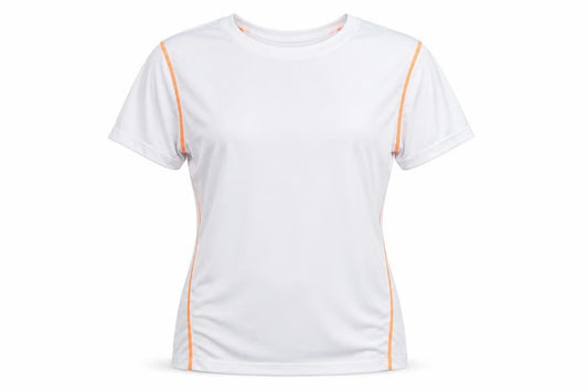 Front view of women’s white jersey t-shirt, size XL
