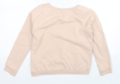 Back view of H&M girls’ beige pullover sweatshirt, size 11-12, years