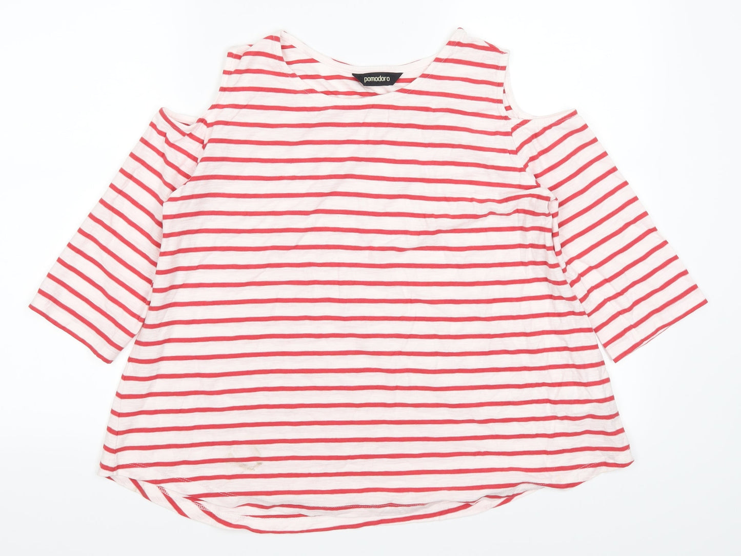 Pomodoro Womens Red Striped  Basic Blouse Size 10