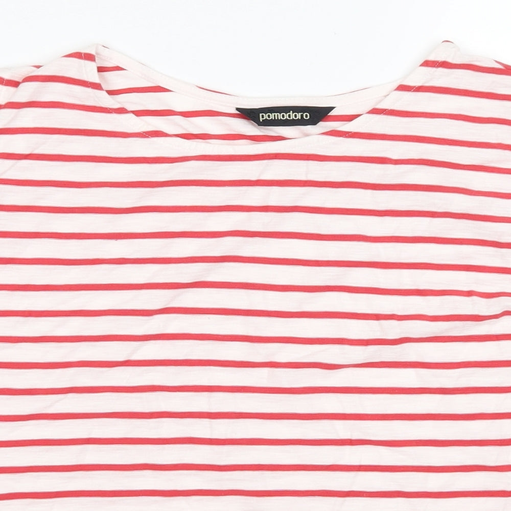 Pomodoro Womens Red Striped  Basic Blouse Size 10