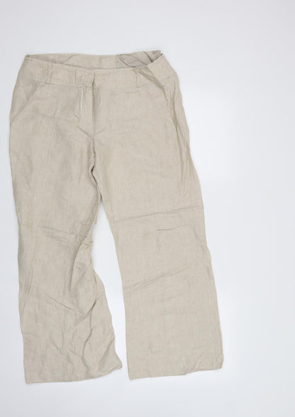 Front view of MINUET women’s beige trousers, size UK 14, 27-inch leg