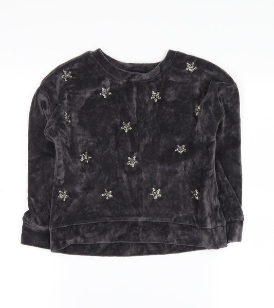 NEXT Girls Grey   Pullover Sweatshirt Size 7 Years  - stars
