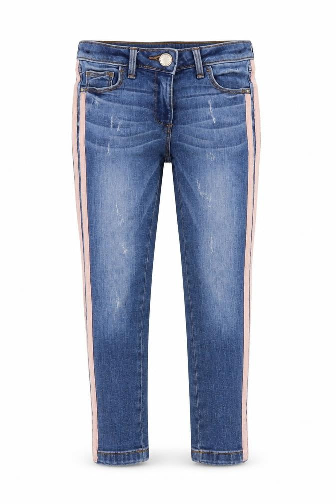 Next Girls Blue  Denim Skinny Jeans Size 9 Years - stripe on leg